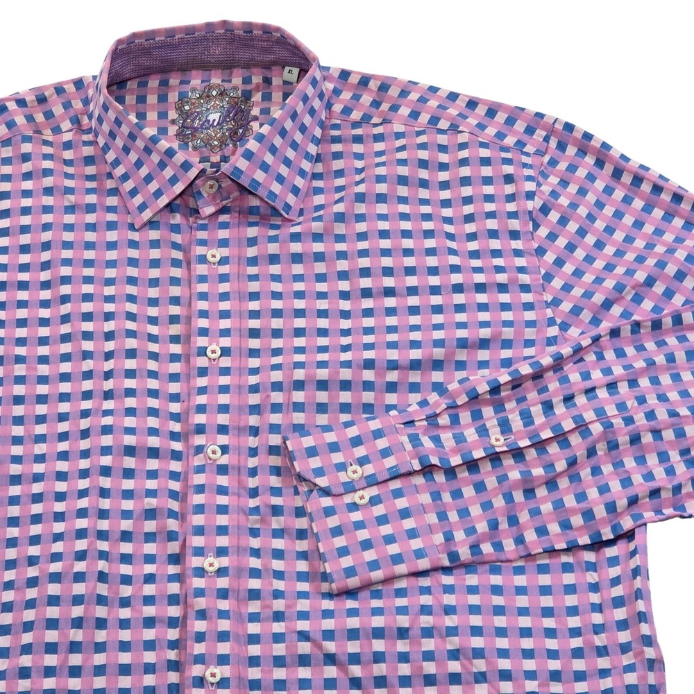 Scully Mens XL Long Sleeve Button Down Shirt Pink Blue Checkered‎ Pattern